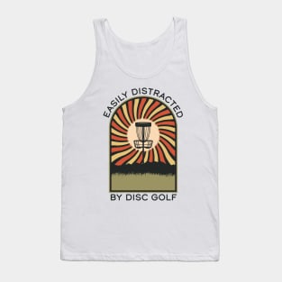 Easily Distracted by Disc Golf | Disc Golf Vintage Retro Arch Mountains Tank Top